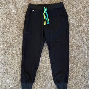 FIGS Black Jogger Scrub Pants with Multi-Color Strings